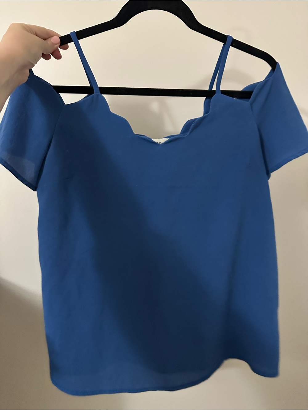 Monteau Royal Blue Cold-Shoulder Scallop Neck Camisole